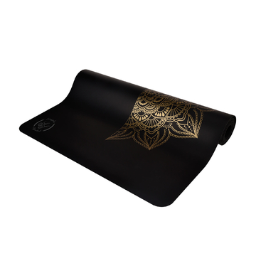 Simple Symbol Bronzing Mandala Yoga Mat | Made with Natural Rubber| Permanent Gold Stamping|Eco-Friendly, Non-Slip| Carrying Bag Included